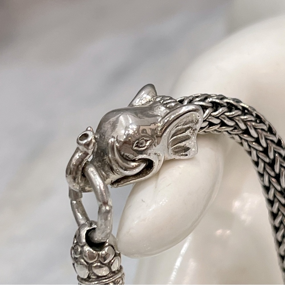 Sterling Silver Woven Link Elephant Bracelet - Picture 6 of 13